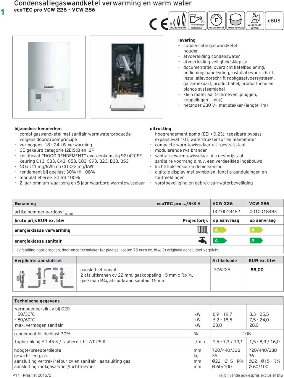 rookgasafvoersysteem, garantiekaart, productlabel, productfiche en blanco systeemlabel - klein materiaal (schroeven, pluggen, koppelingen.