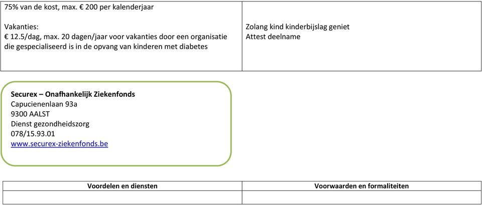 kinderen met diabetes Zolang kind kinderbijslag geniet Attest deelname Securex Onafhankelijk