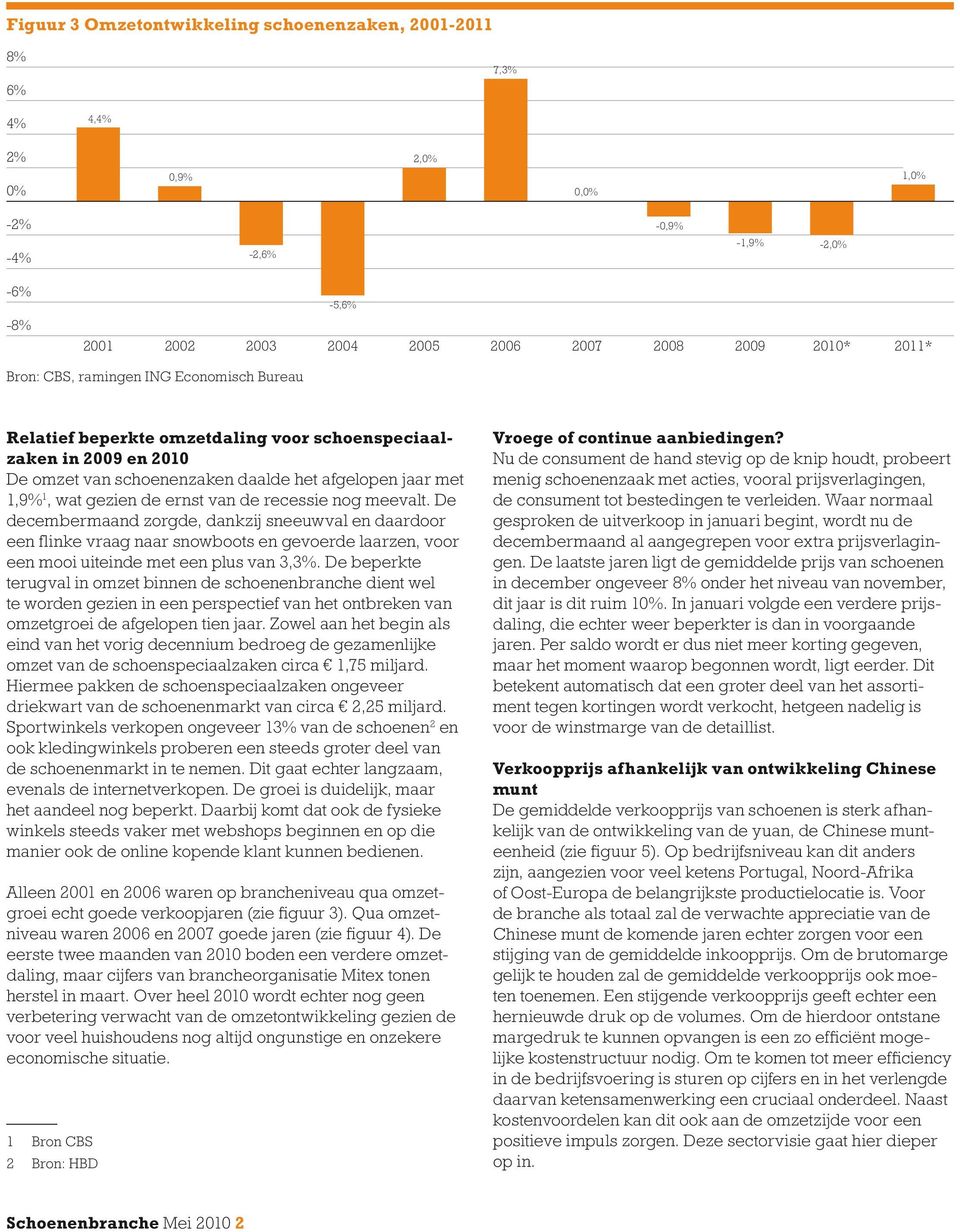 van de recessie nog meevalt. De decembermaand zorgde, dankzij sneeuwval en daardoor een flinke vraag naar snowboots en gevoerde laarzen, voor een mooi uiteinde met een plus van 3,3%.