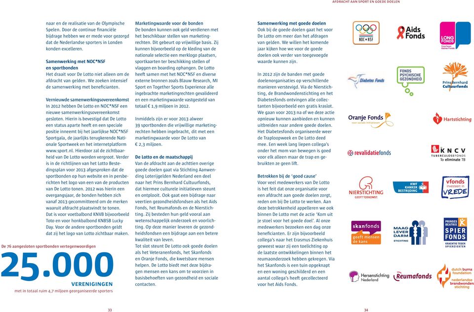 Samenwerking met NOC*NSF en sportbonden Het draait voor De Lotto niet alleen om de afdracht van gelden. We zoeken intensief de samenwerking met beneficianten.