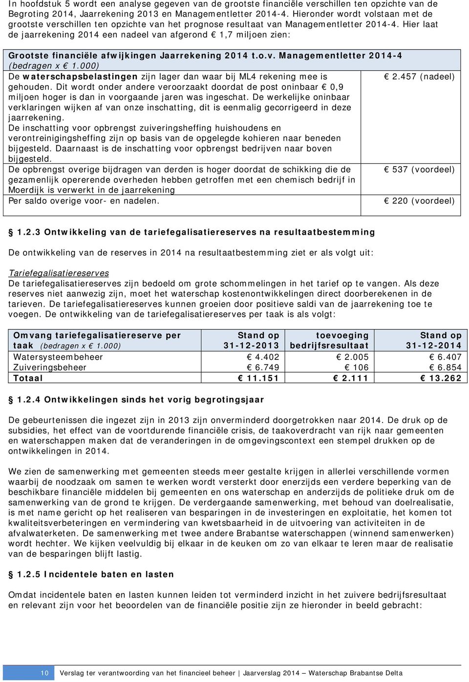 Hier laat de jaarrekening een nadeel van afgerond 1,7 miljoen zien: Grootste financiële afwijkingen Jaarrekening t.o.v. Managementletter -4 (bedragen x 1.