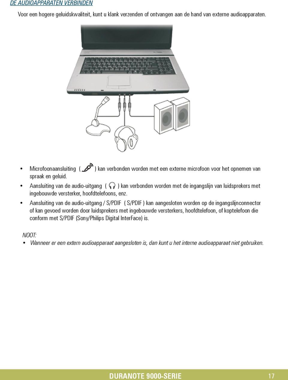 Aansluiting van de audio-uitgang ( ) kan verbonden worden met de ingangslijn van luidsprekers met ingebouwde versterker, hoofdtelefoons, enz.