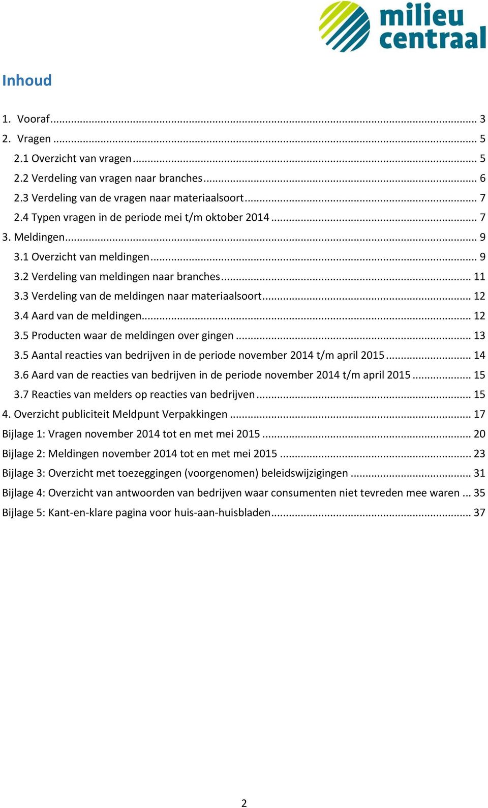 .. 12 3.4 Aard van de meldingen... 12 3.5 Producten waar de meldingen over gingen... 13 3.5 Aantal reacties van bedrijven in de periode november t/m april... 14 3.