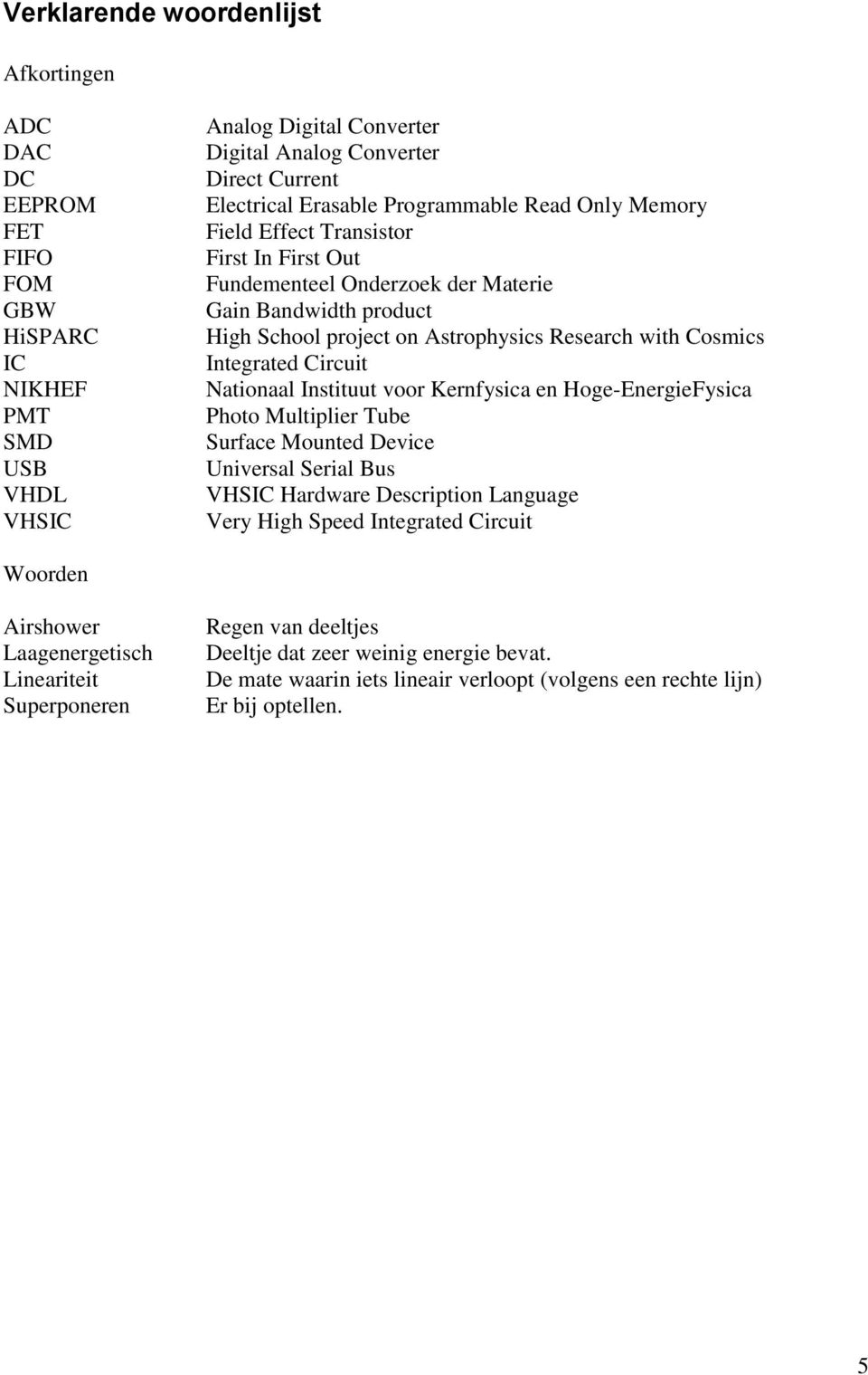 Circuit Nationaal Instituut voor Kernfysica en Hoge-EnergieFysica Photo Multiplier Tube Surface Mounted Device Universal Serial Bus VHSIC Hardware Description Language Very High Speed Integrated