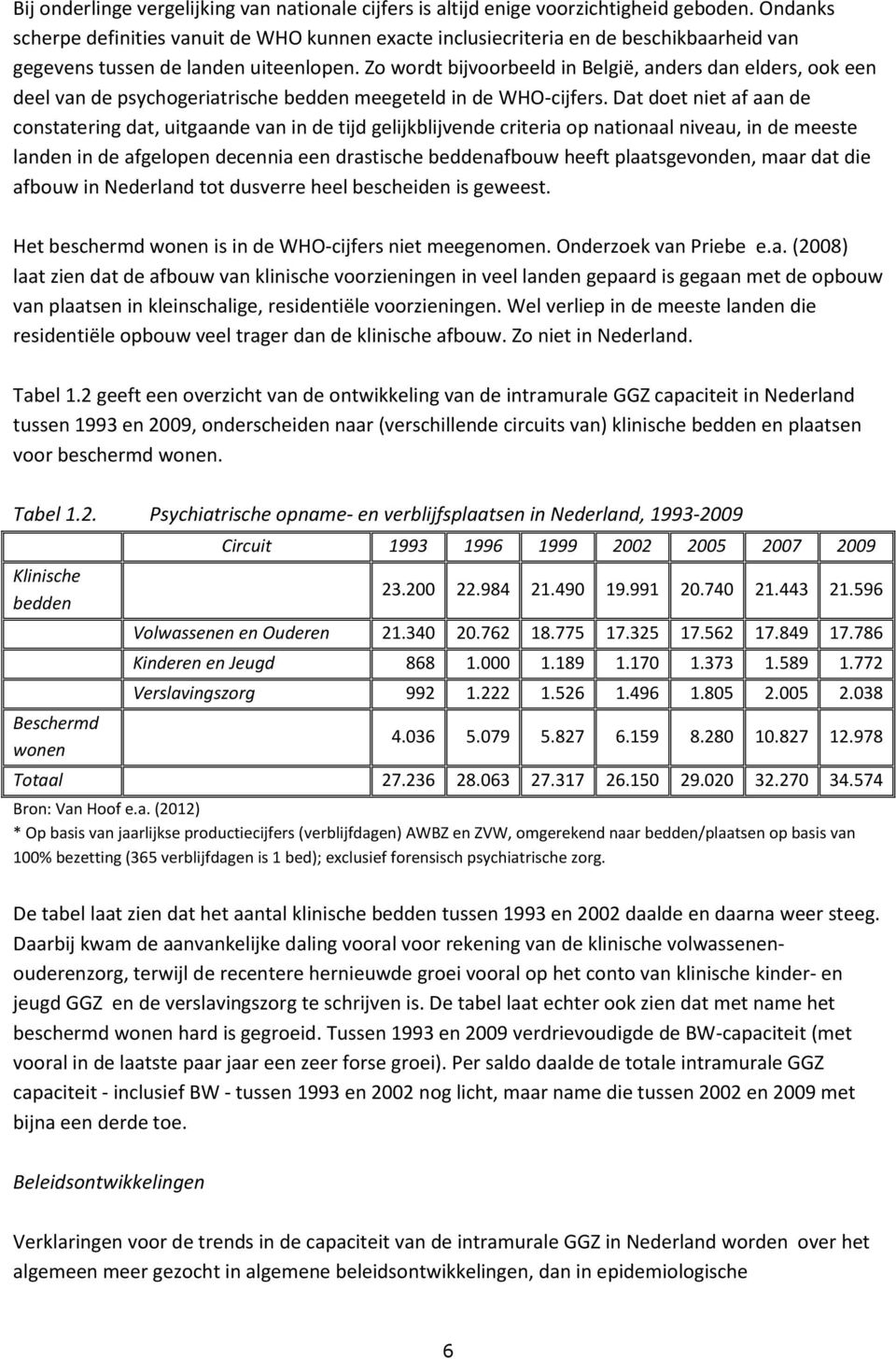 Zo wordt bijvoorbeeld in België, anders dan elders, ook een deel van de psychogeriatrische bedden meegeteld in de WHO-cijfers.