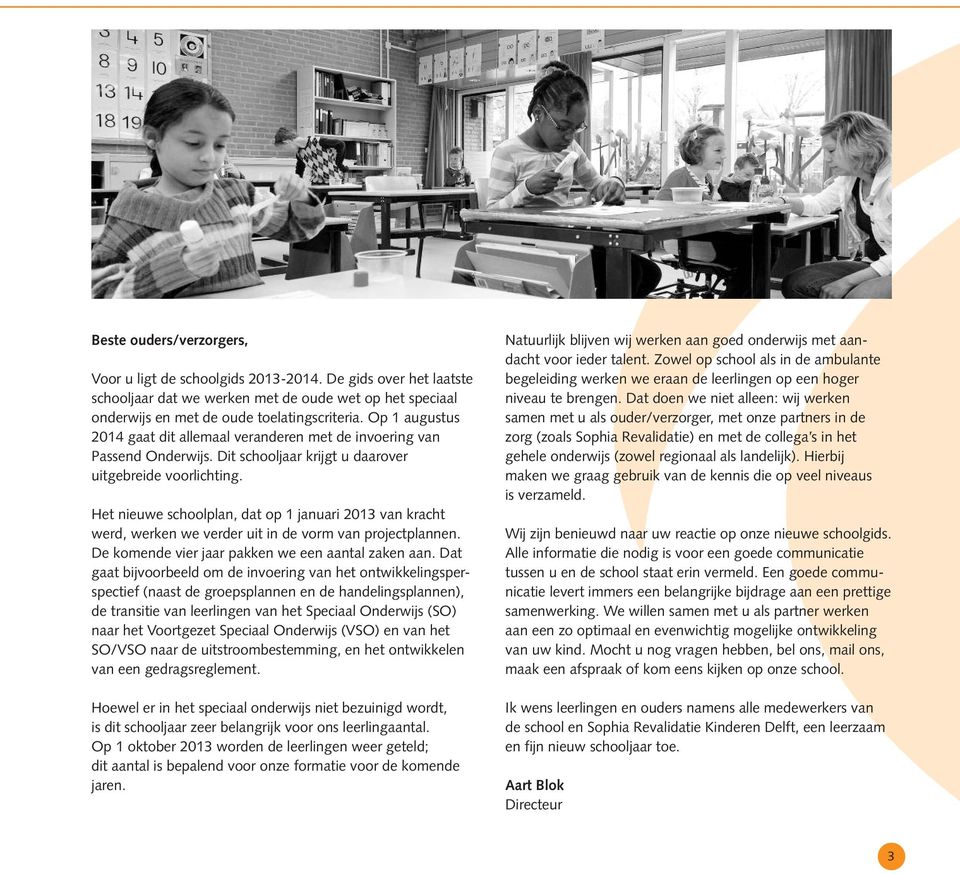 Het nieuwe schoolplan, dat op 1 januari 2013 van kracht werd, werken we verder uit in de vorm van projectplannen. De komende vier jaar pakken we een aantal zaken aan.