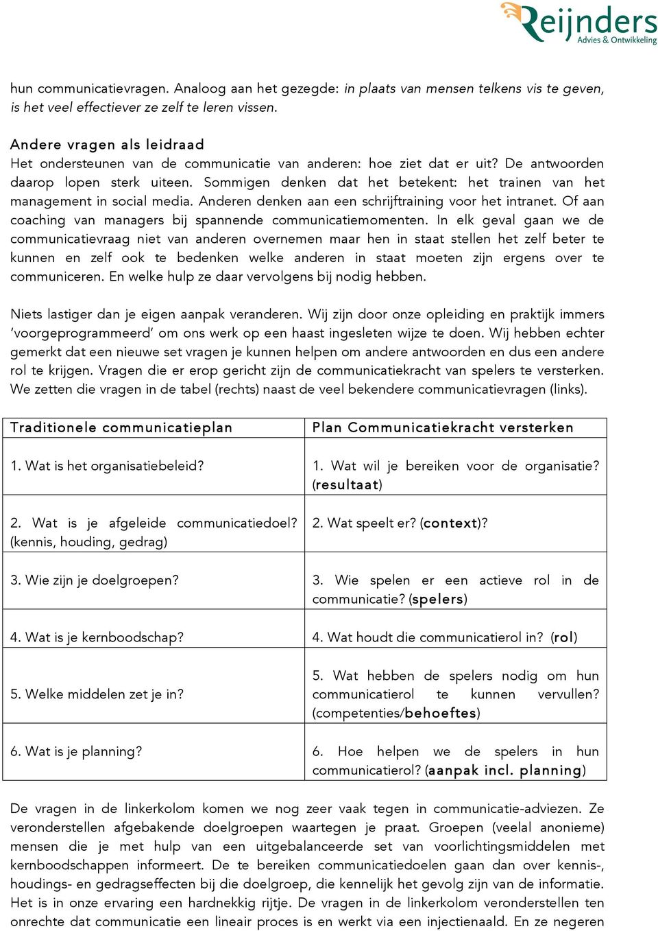 Sommigen denken dat het betekent: het trainen van het management in social media. Anderen denken aan een schrijftraining voor het intranet.