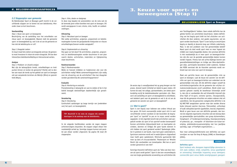Waarom stelt de gemeente sport- en beweegbeleid op, wat is de rol van de gemeente en hoe ziet de beleidscyclus er uit? Stap 2. Draagvlak creëren In stap 2 staat het creëren van draagvlak centraal.