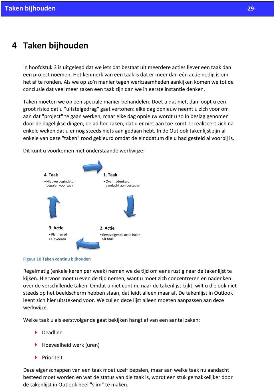 Als we op zo'n manier tegen werkzaamheden aankijken komen we tot de conclusie dat veel meer zaken een taak zijn dan we in eerste instantie denken. Taken moeten we op een speciale manier behandelen.