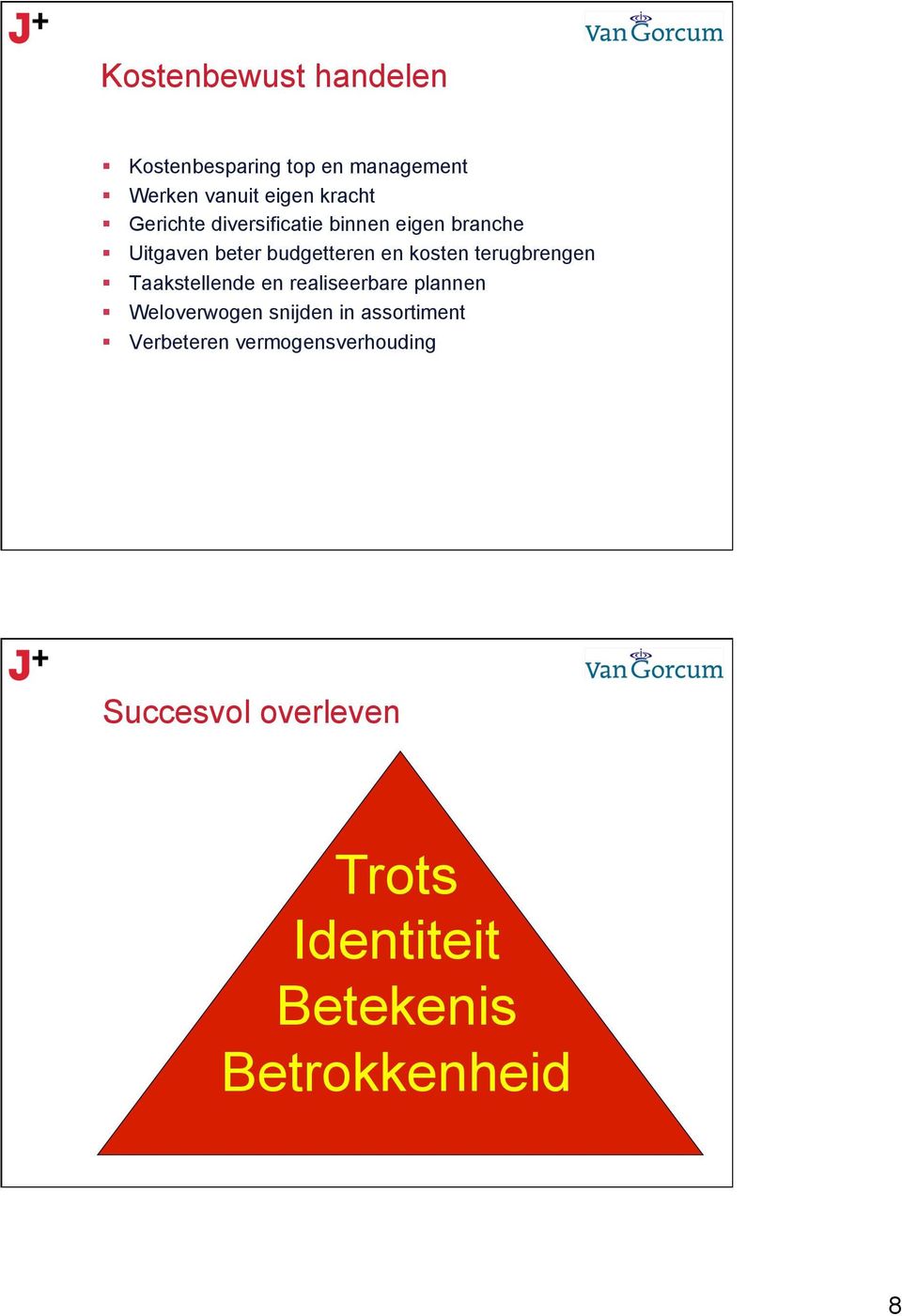 terugbrengen Taakstellende en realiseerbare plannen Weloverwogen snijden in