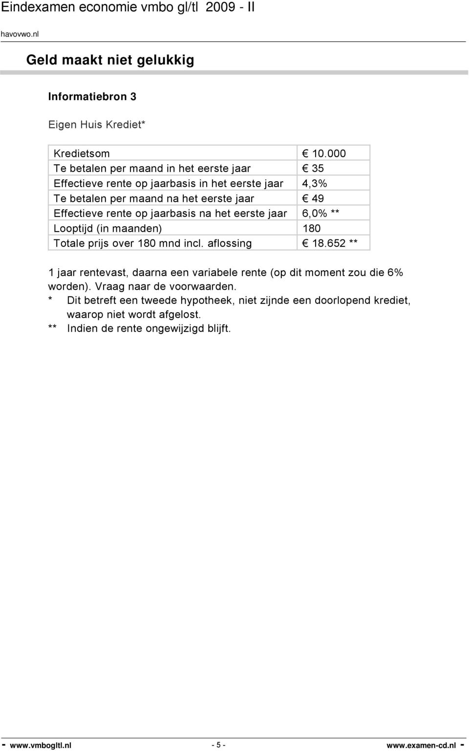 rente op jaarbasis na het eerste jaar 6,0% ** Looptijd (in maanden) 180 Totale prijs over 180 mnd incl. aflossing 18.