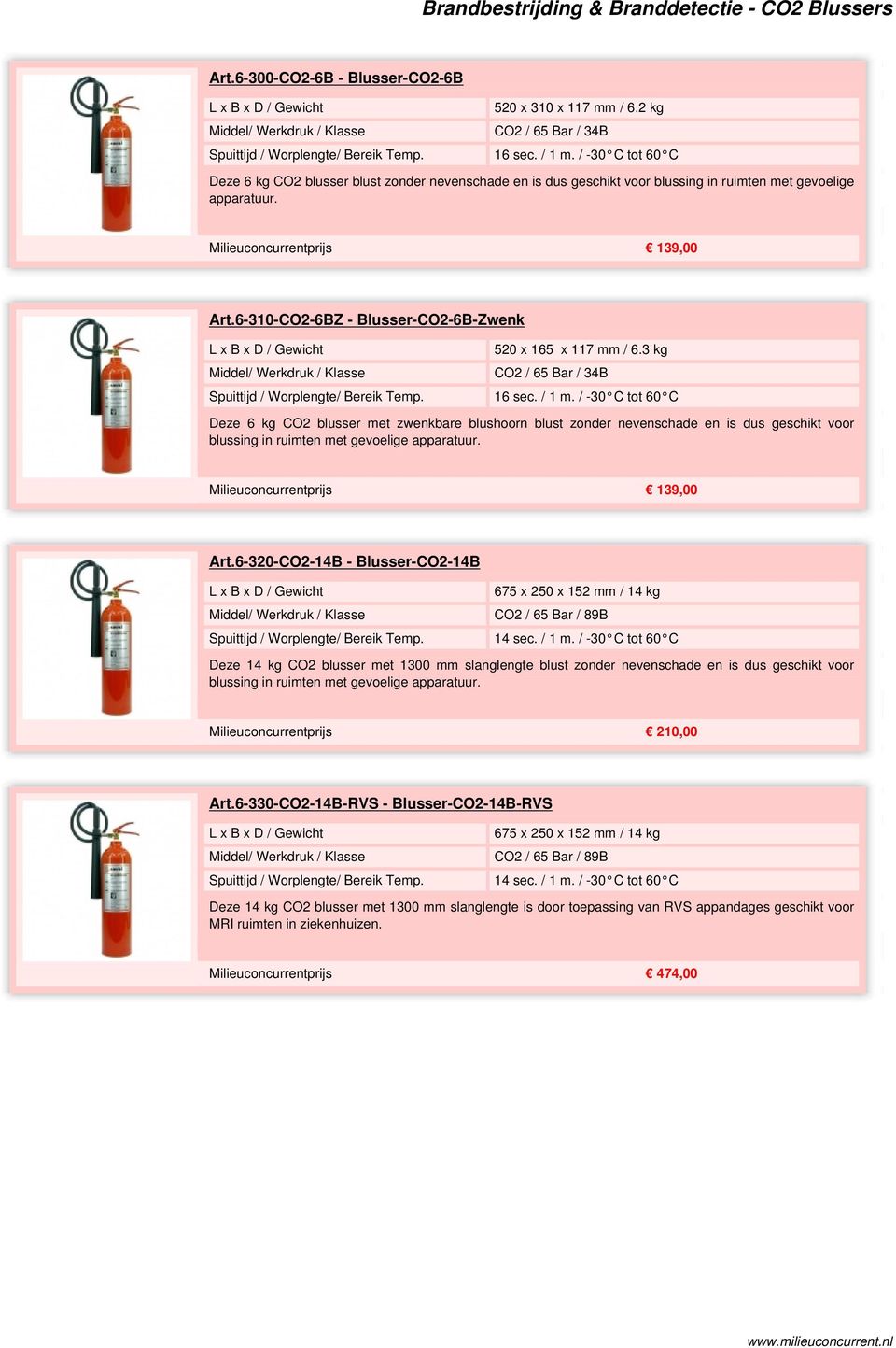 6-310-CO2-6BZ - Blusser-CO2-6B-Zwenk optie1 520 x 165 x 117 mm / 6.3 kg optie2 CO2 / 65 Bar / 34B optie3 16 sec. / 1 m.