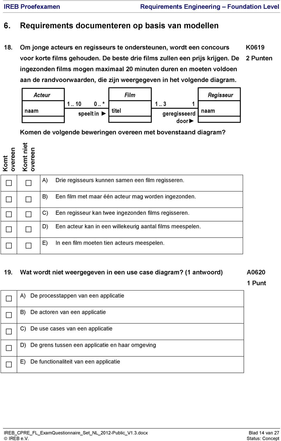 K0619 Acteur Film Regisseur 1.. 10 0.. * 1.. 3 1 naam speelt in titel geregisseerd door naam Komen de volgende beweringen overeen met bovenstaand diagram?