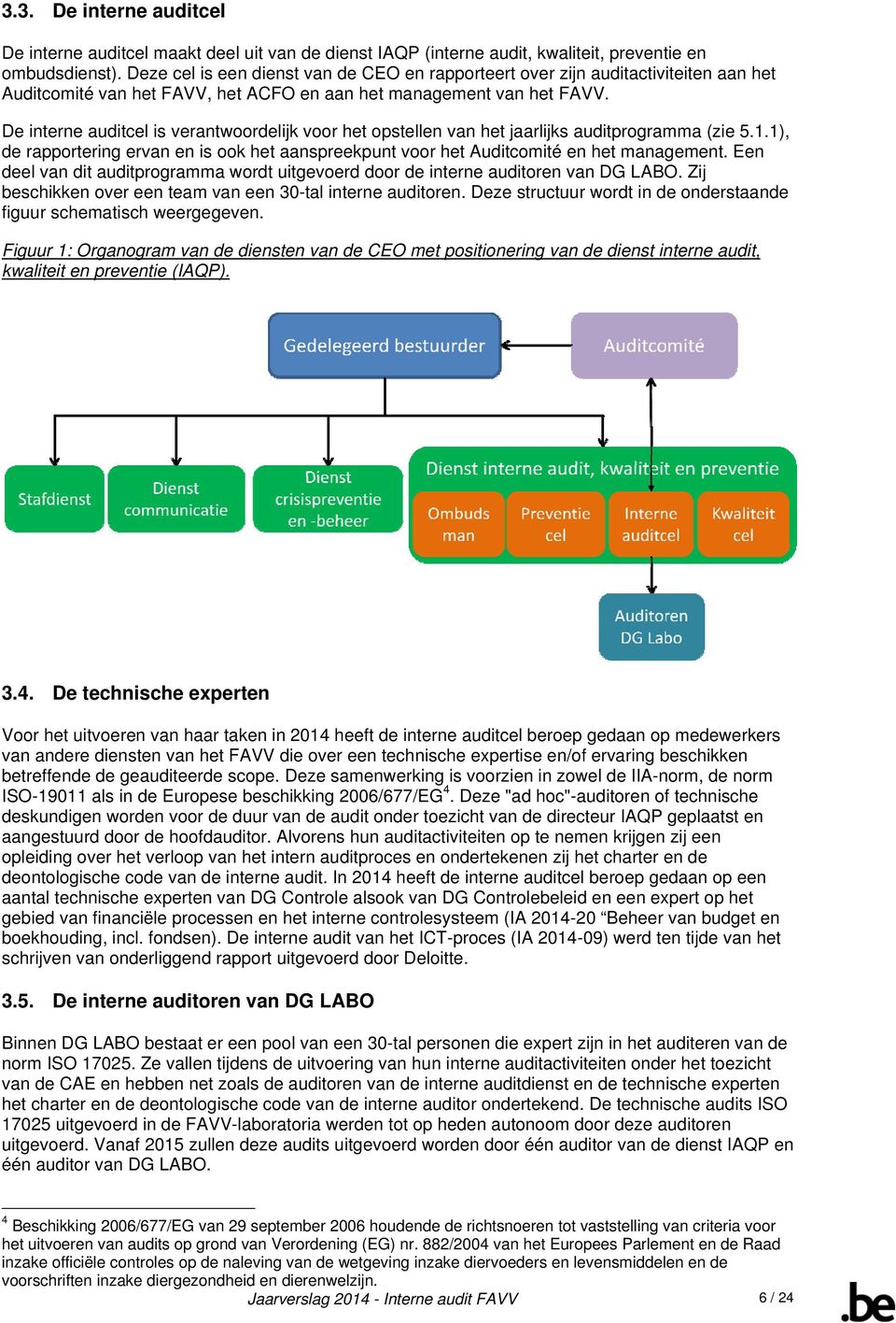 De interne auditcel is verantwoordelijk voor het opstellen van het jaarlijks auditprogramma (zie 5.1.1), de rapportering ervan en is ook het aanspreekpunt voor het Auditcomité en het management.