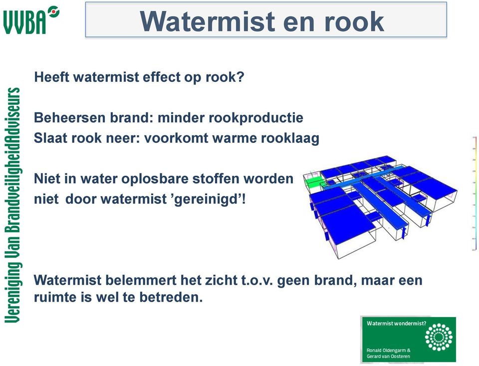 rooklaag Niet in water oplosbare stoffen worden niet door watermist