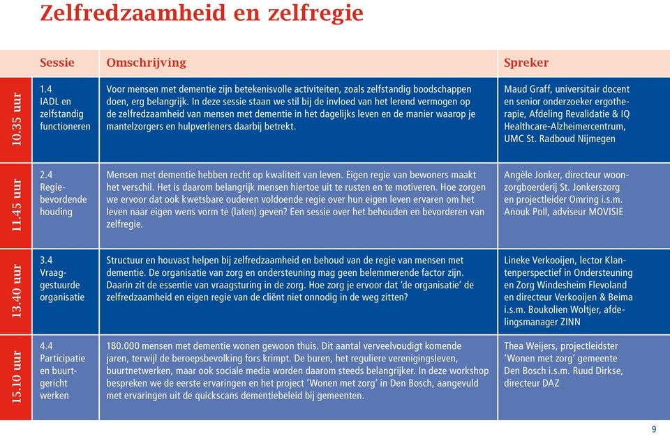 In deze sessie staan we stil bij de invloed van het lerend vermogen op de zelfredzaamheid van mensen met dementie in het dagelijks leven en de manier waarop je mantelzorgers en hulpverleners daarbij