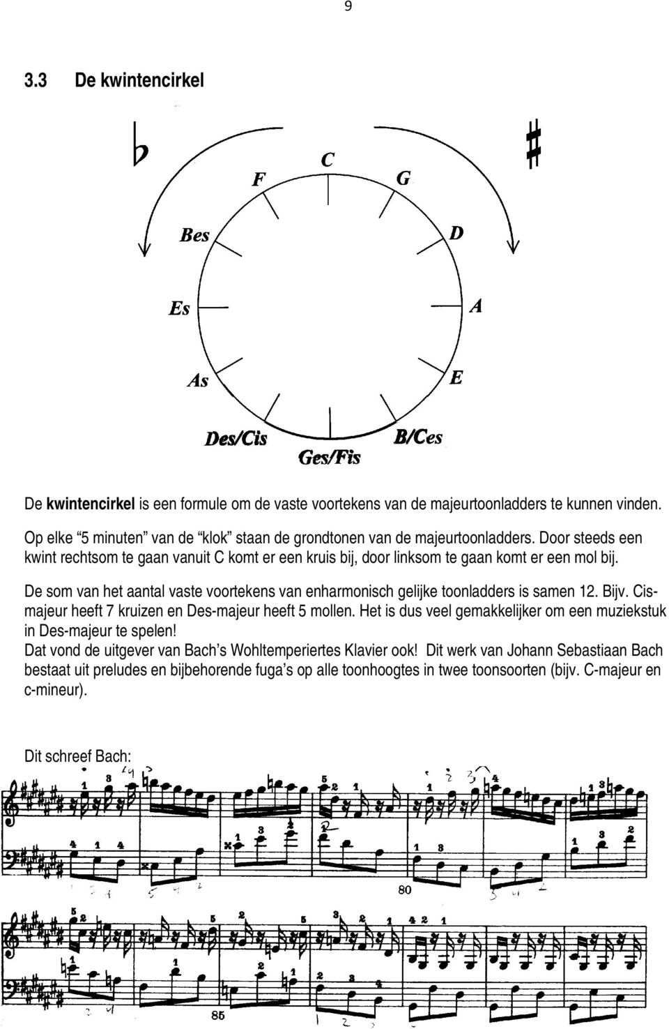 De som van het aantal vaste voortekens van enharmonisch gelijke toonladders is samen 12. Bijv. Cismajeur heeft 7 kruizen en Des-majeur heeft 5 mollen.