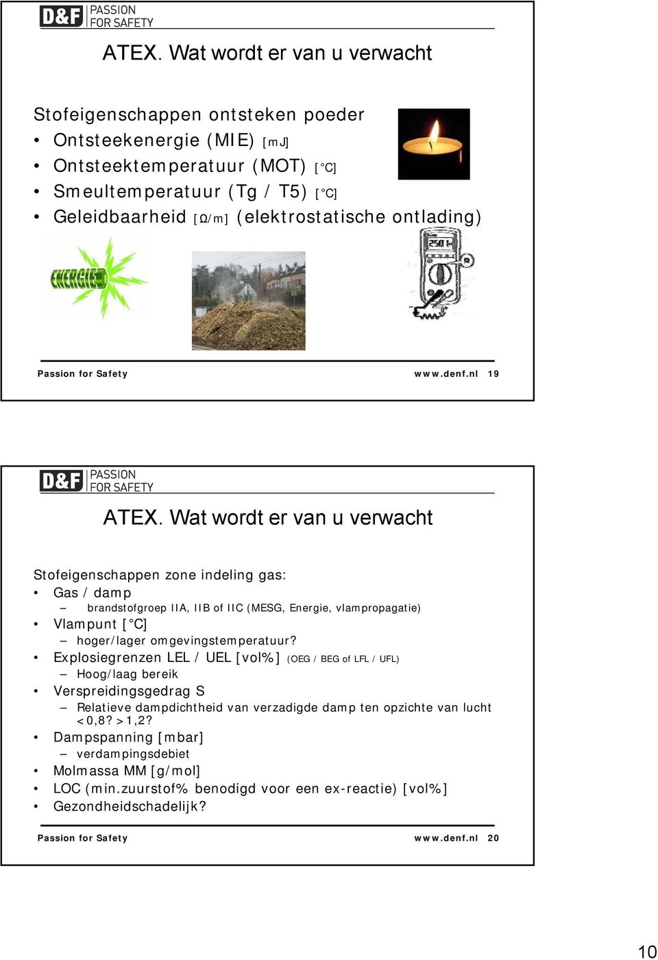 nl 19 Stofeigenschappen zone indeling gas: Gas / damp brandstofgroep IIA, IIB of IIC (MESG, Energie, vlampropagatie) Vlampunt [ C] hoger/lager omgevingstemperatuur?