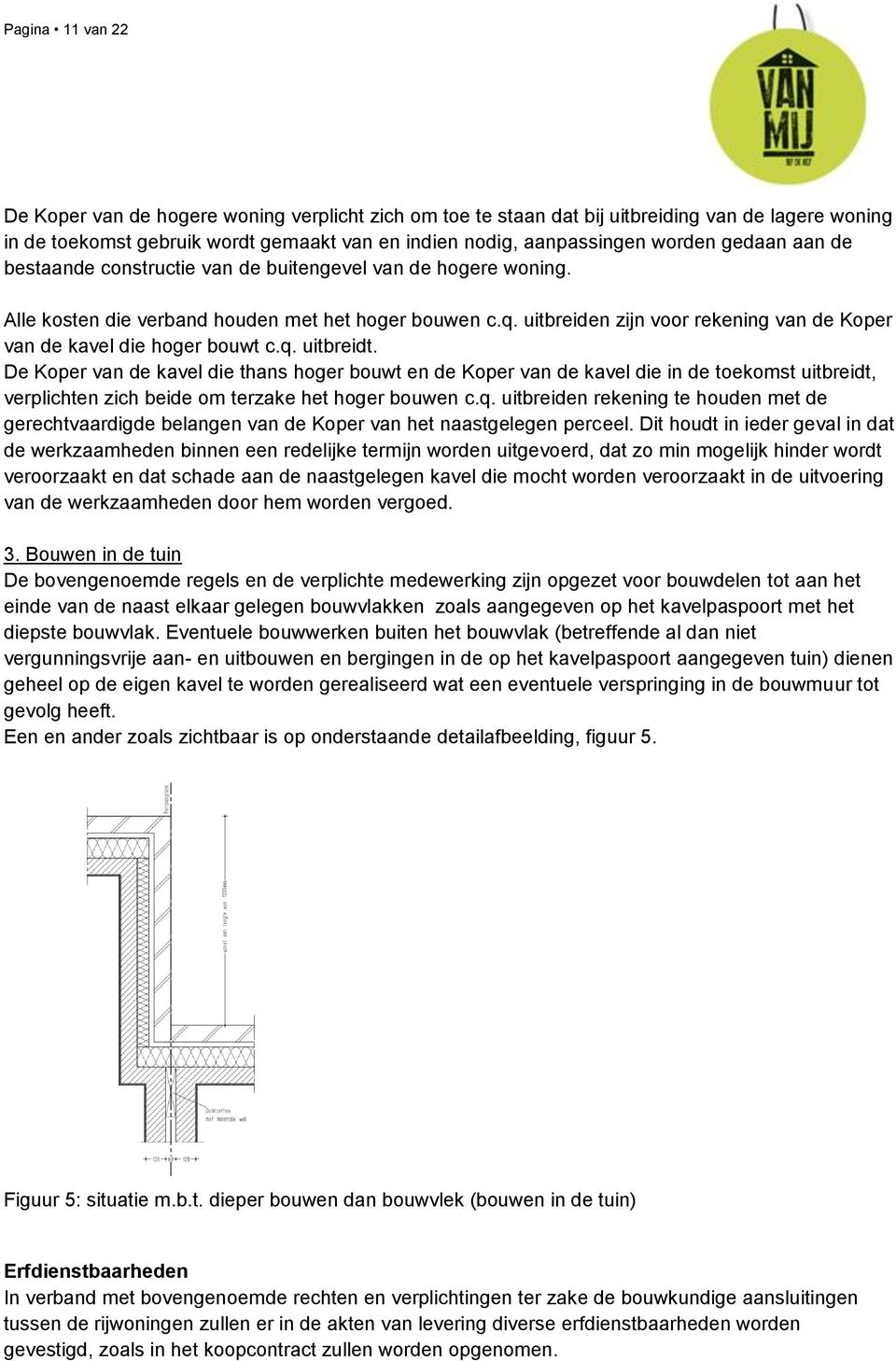 uitbreiden zijn voor rekening van de Koper van de kavel die hoger bouwt c.q. uitbreidt.