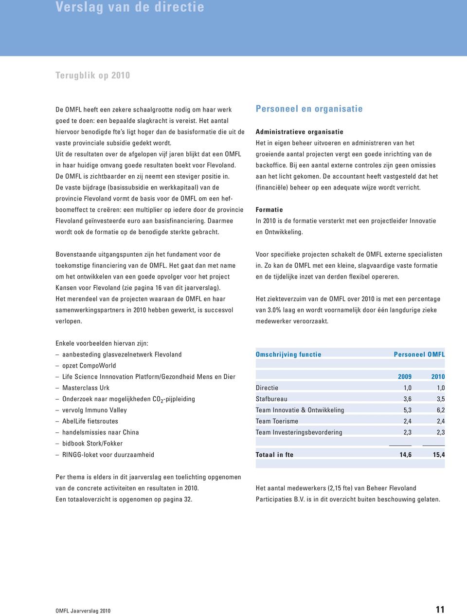 Uit de resultaten over de afgelopen vijf jaren blijkt dat een OMFL in haar huidige omvang goede resultaten boekt voor Flevoland. De OMFL is zichtbaarder en zij neemt een steviger positie in.