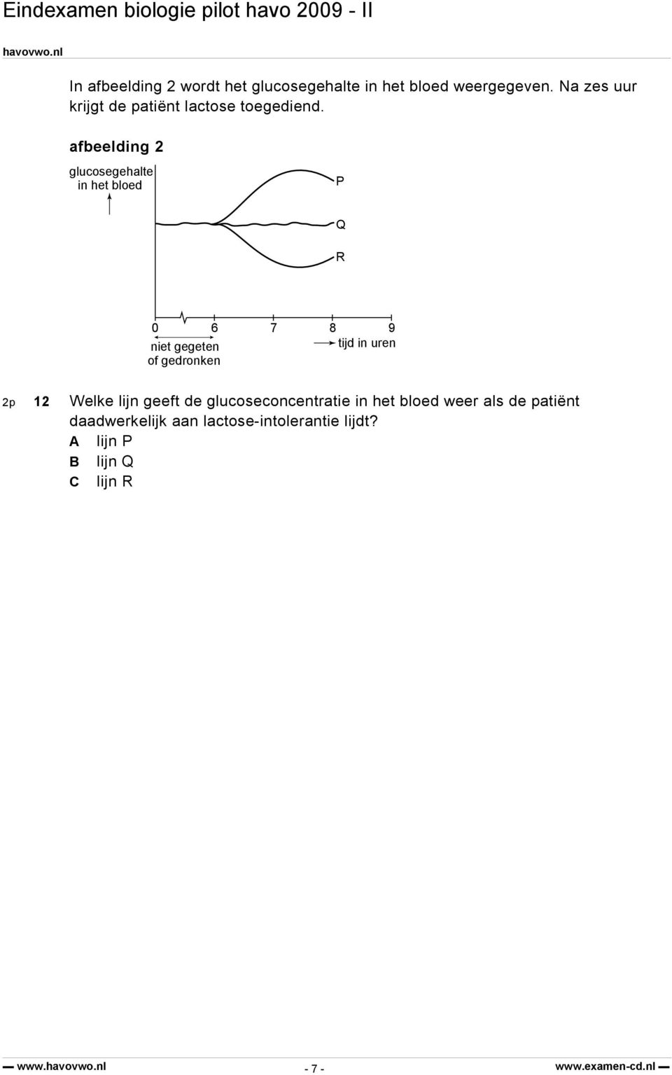 afbeelding 2 glucosegehalte in het bloed P Q R 0 6 niet gegeten of gedronken 7 8 9 tijd in