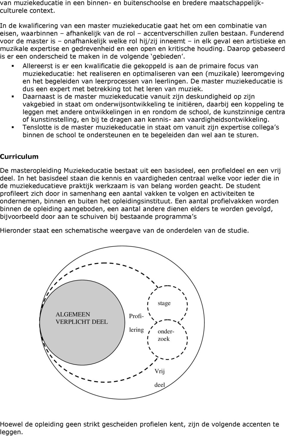 Funderend voor de master is onafhankelijk welke rol hij/zij inneemt in elk geval een artistieke en muzikale expertise en gedrevenheid en een open en kritische houding.