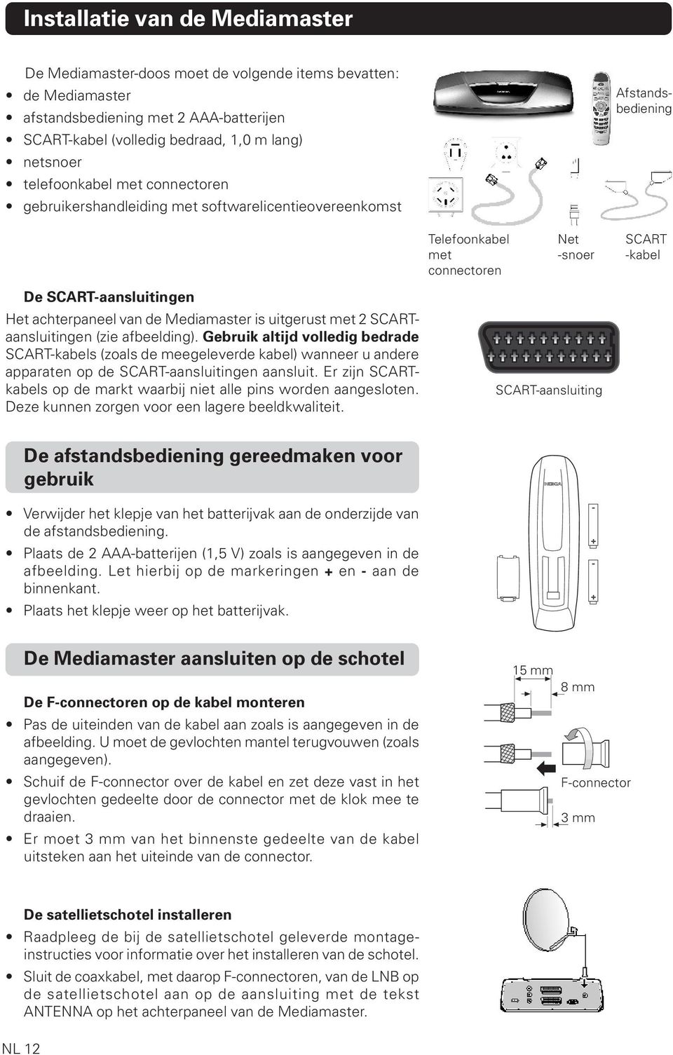 van de Mediamaster is uitgerust met 2 SCARTaansluitingen (zie afbeelding).