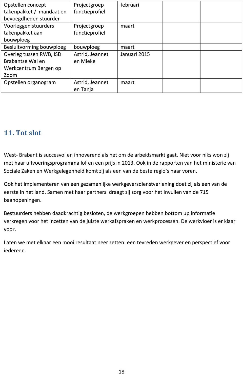 Tot slot West- Brabant is succesvol en innoverend als het om de arbeidsmarkt gaat. Niet voor niks won zij met haar uitvoeringsprogramma lof en een prijs in 2013.