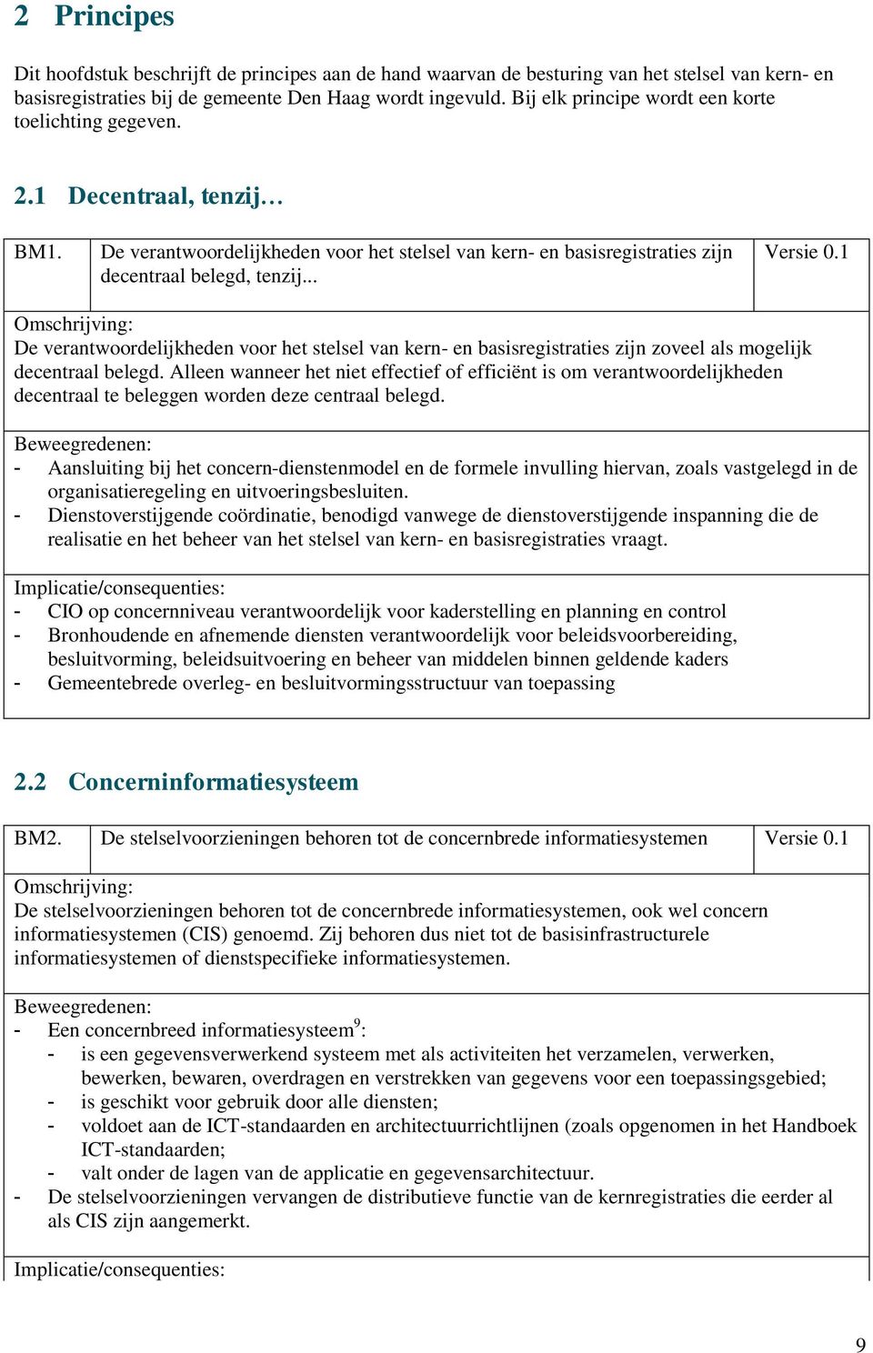 1 Omschrijving: De verantwoordelijkheden voor het stelsel van kern- en basisregistraties zijn zoveel als mogelijk decentraal belegd.