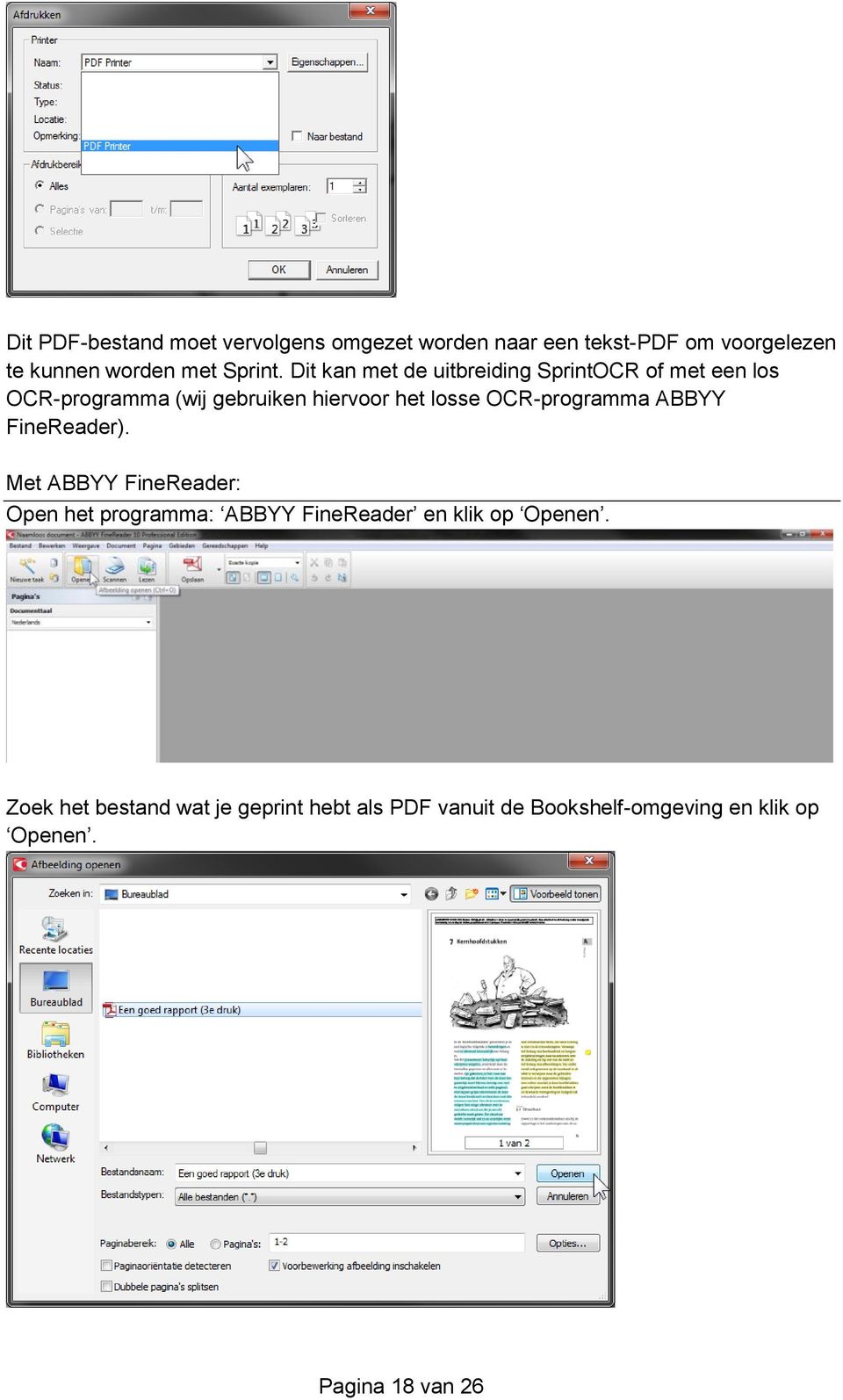 Dit kan met de uitbreiding SprintOCR of met een los OCR-programma (wij gebruiken hiervoor het losse