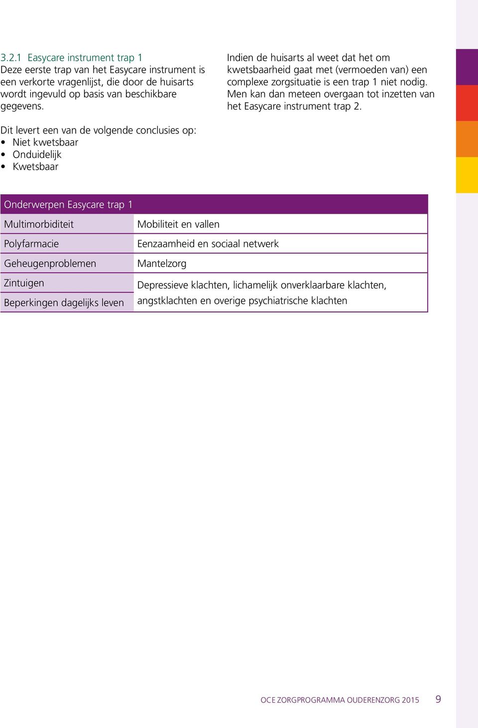 Men kan dan meteen overgaan tot inzetten van het Easycare instrument trap 2.