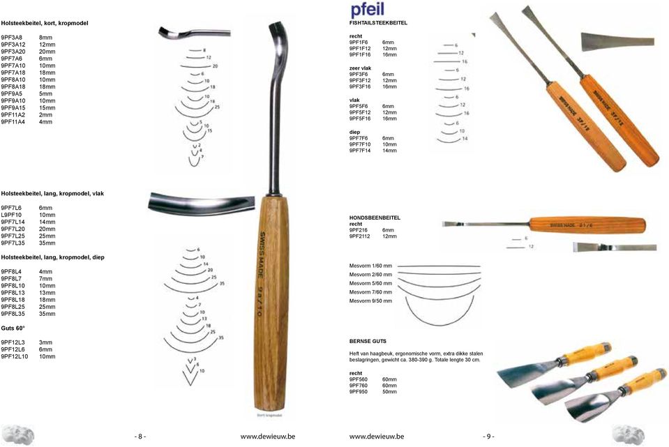 Holsteekbeitel, lang, kropmodel, vlak 9PF7L6 L9PF10 9PF7L14 9PF7L20 9PF7L25 9PF7L35 6mm 10mm 14mm 20mm 25mm 35mm HONDSBEENBEITEL recht 9PF216 6mm 9PF2112 12mm Holsteekbeitel, lang, kropmodel, diep