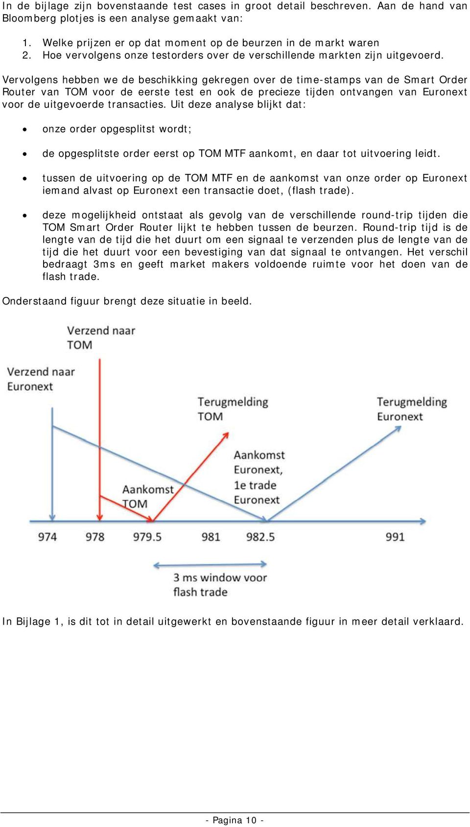 Vervolgens hebben we de beschikking gekregen over de time-stamps van de Smart Order Router van TOM voor de eerste test en ook de precieze tijden ontvangen van Euronext voor de uitgevoerde transacties.