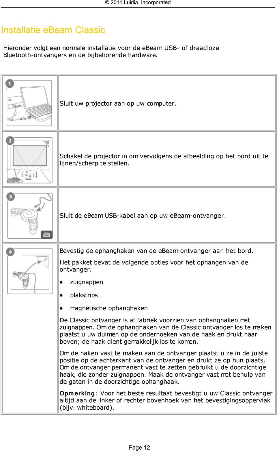 Het pakket bevat de vlgende pties vr het phangen van de ntvanger. zuignappen plakstrips magnetische phanghaken De Classic ntvanger is af fabriek vrzien van phanghaken met zuignappen.