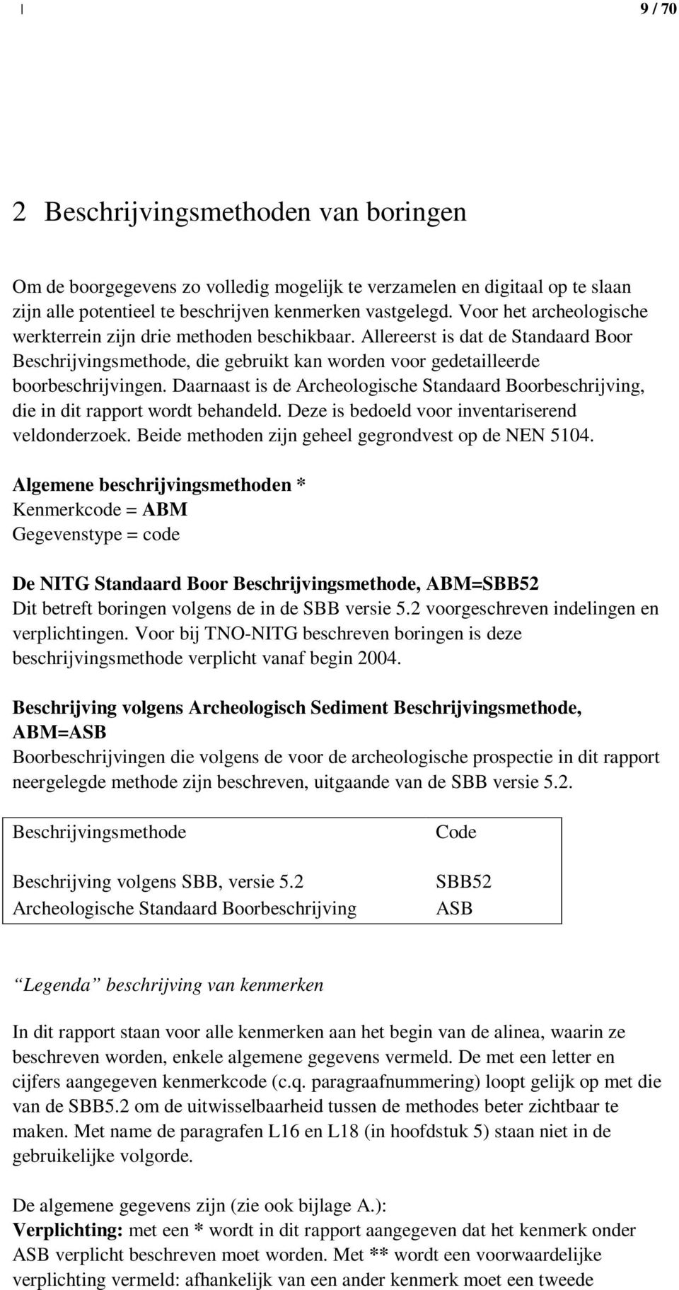 Daarnaast is de Archeologische Standaard Boorbeschrijving, die in dit rapport wordt behandeld. Deze is bedoeld voor inventariserend veldonderzoek.