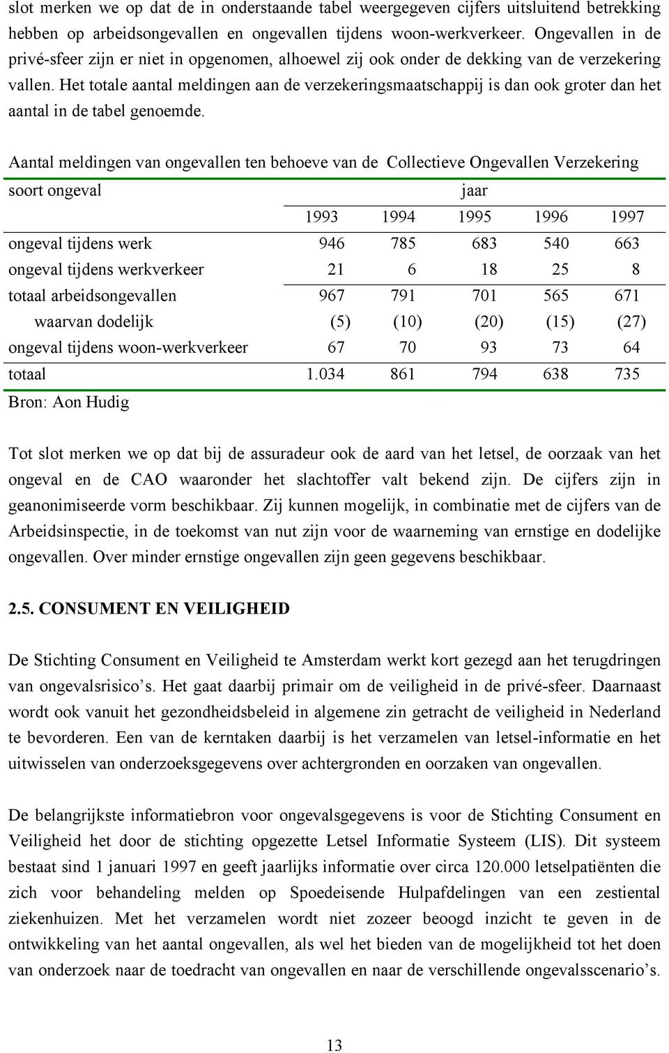 Het totale aantal meldingen aan de verzekeringsmaatschappij is dan ook groter dan het aantal in de tabel genoemde.