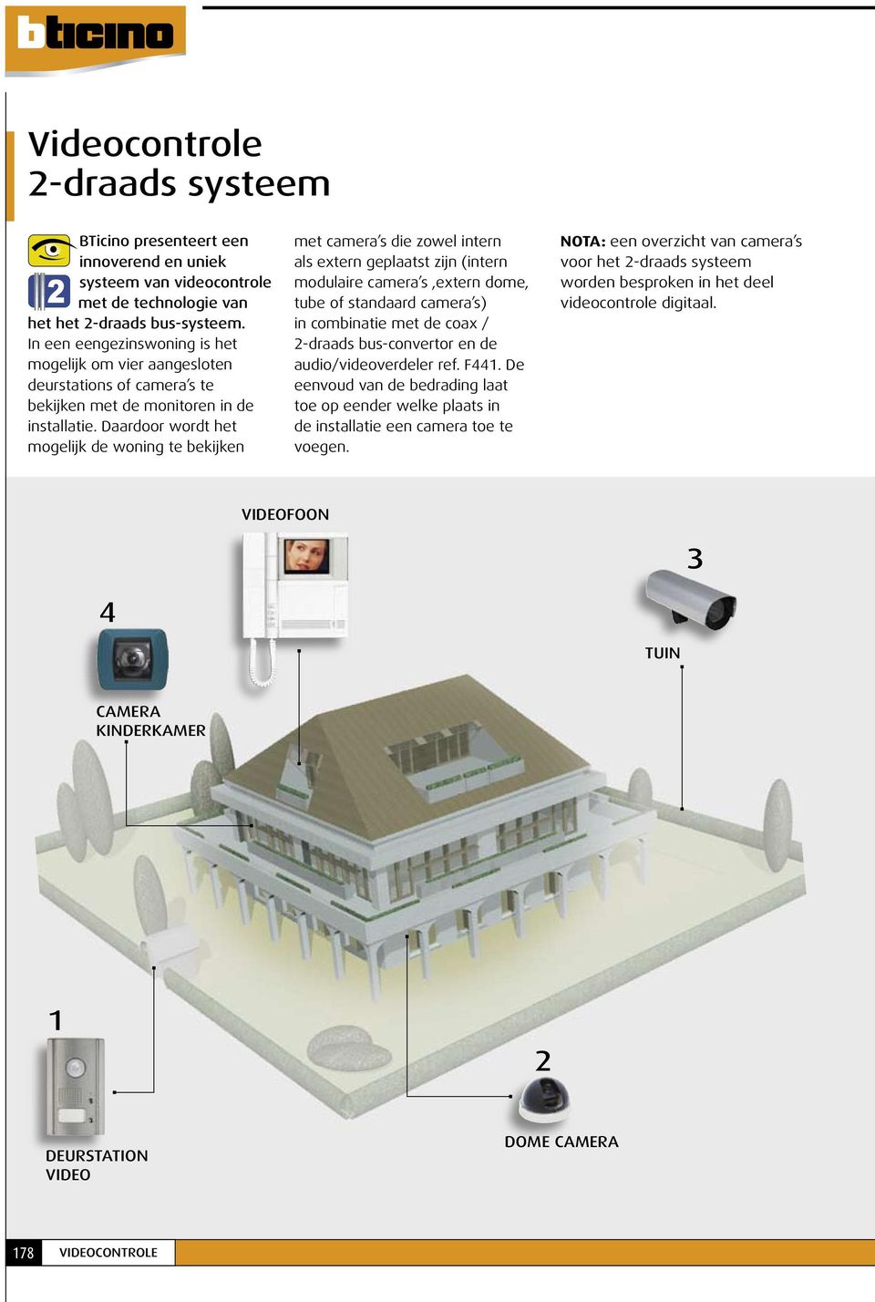 Daardoor wordt het mogelijk de woning te bekijken met camera s die zowel intern als extern geplaatst zijn (intern modulaire camera s,extern dome, tube of standaard camera s) in combinatie met de