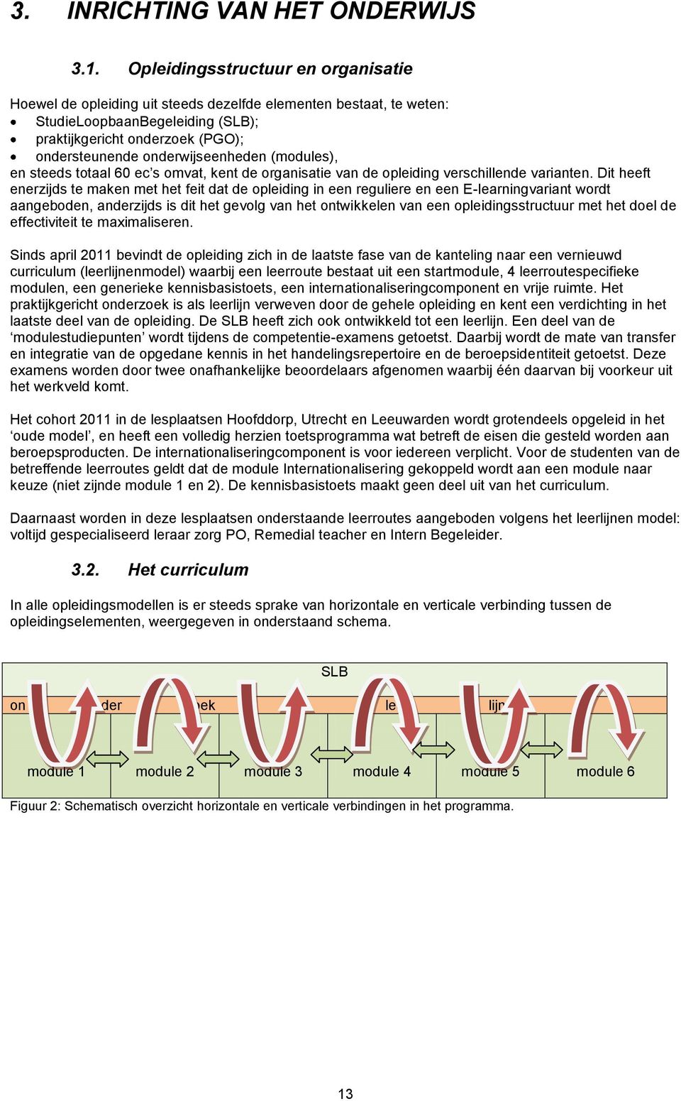 onderwijseenheden (modules), en steeds totaal 60 ec s omvat, kent de organisatie van de opleiding verschillende varianten.