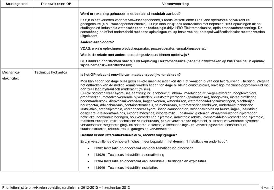 De samenhang en/of het onderscheid met deze opleidingen zal op basis van het beroepskwalificatiedossier moeten worden uitgeklaard.