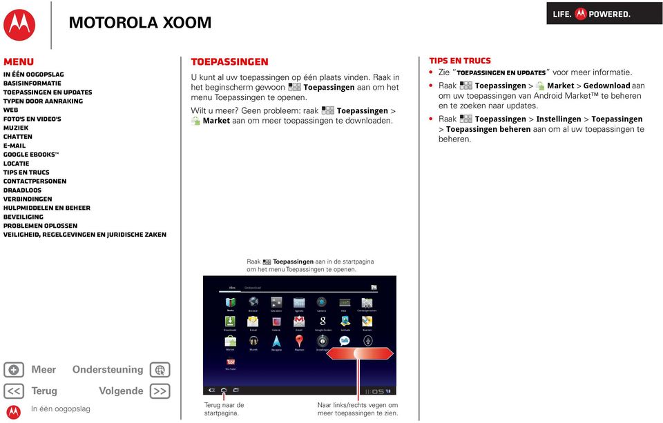 Raak Toepassingen > Market > Gedownload aan om uw toepassingen van Android Market te beheren en te zoeken naar updates.