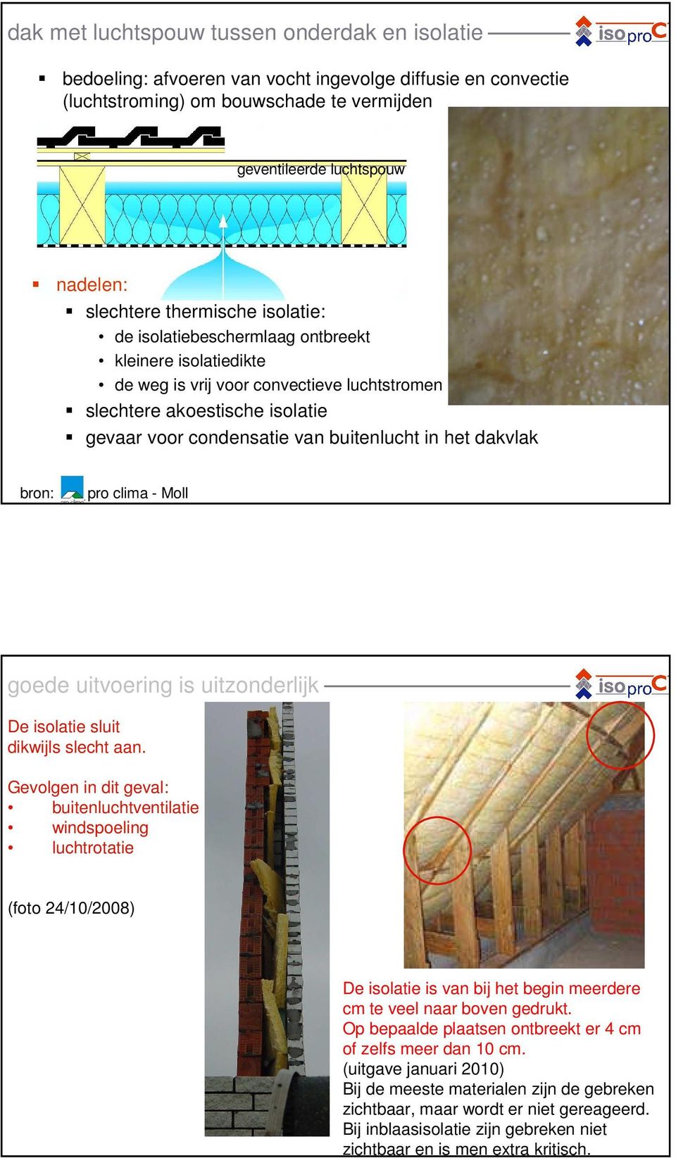 het dakvlak bron: pro clima - Moll goede uitvoering is uitzonderlijk De isolatie sluit dikwijls slecht aan.