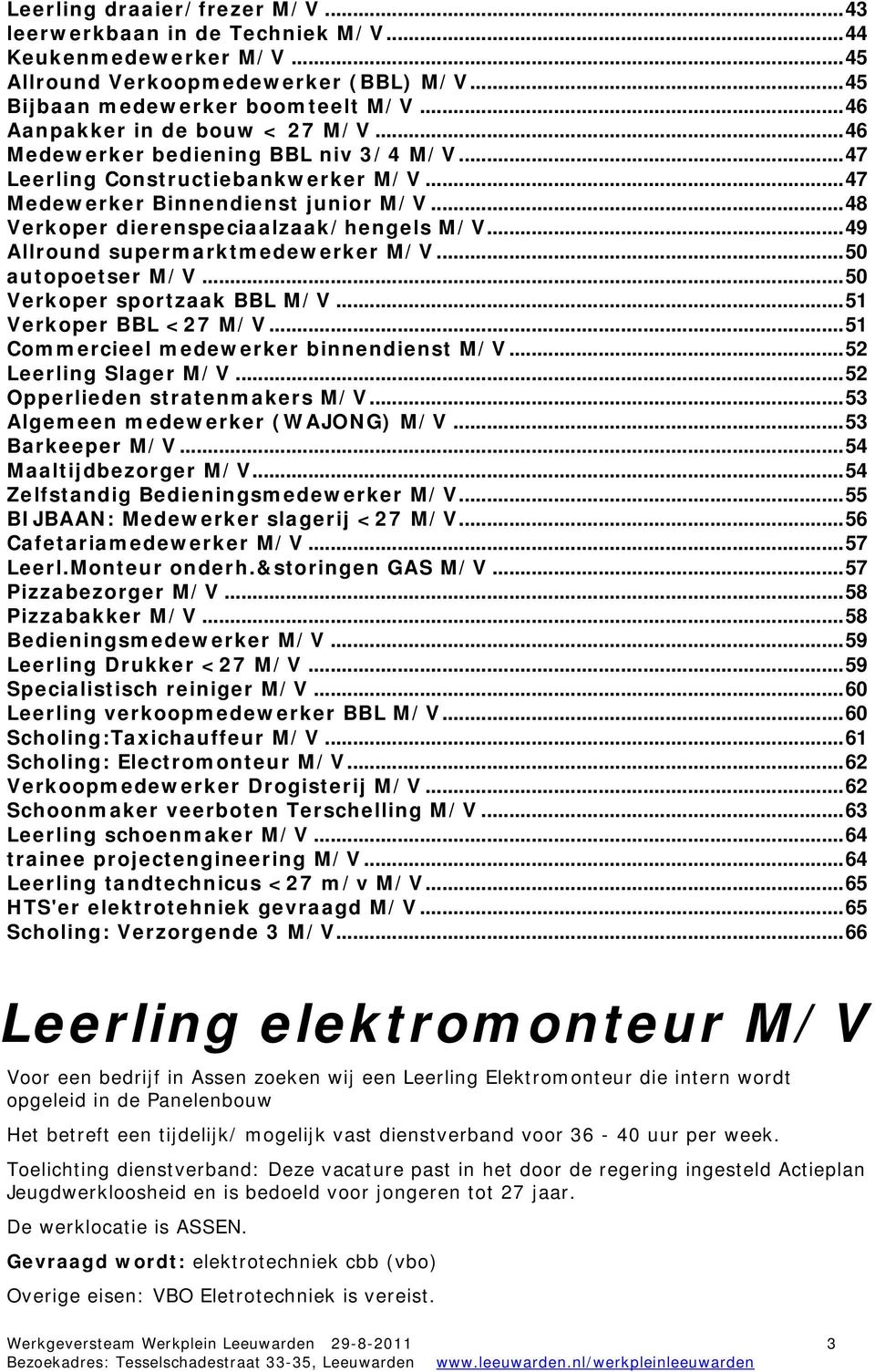 .. 50 autopoetser... 50 Verkoper sportzaak BBL... 51 Verkoper BBL <27... 51 Commercieel medewerker binnendienst... 52 Leerling Slager... 52 Opperlieden stratenmakers... 53 Algemeen medewerker (WAJONG).