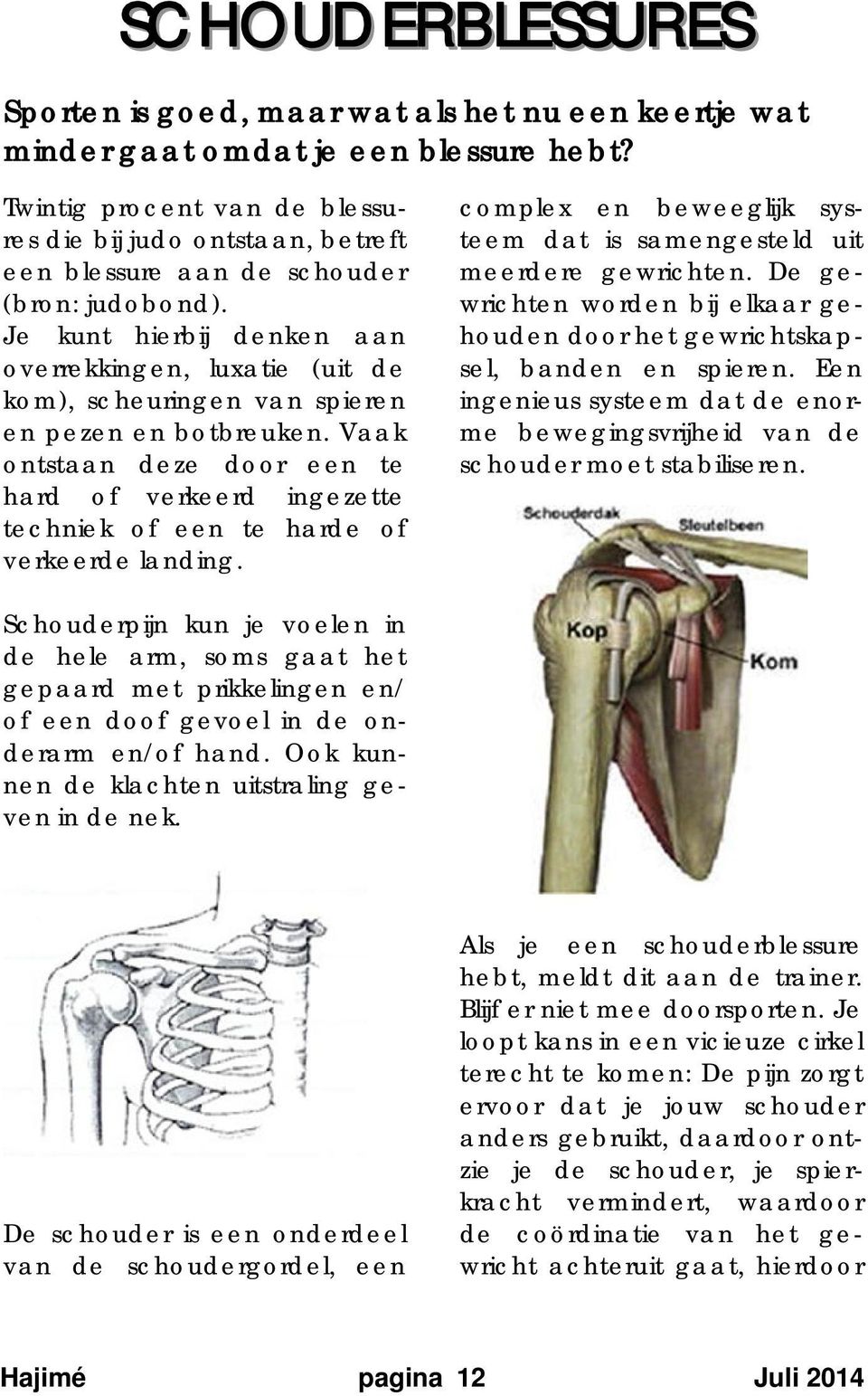 Je kunt hierbij denken aan overrekkingen, luxatie (uit de kom), scheuringen van spieren en pezen en botbreuken.