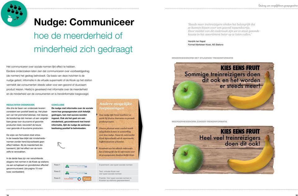 Hendrik ten Napel Format Marketeer Kiosk, NS Stations minderheidsnorm met stijgende trendinformatie Het communiceren over sociale normen lijkt effect te hebben.