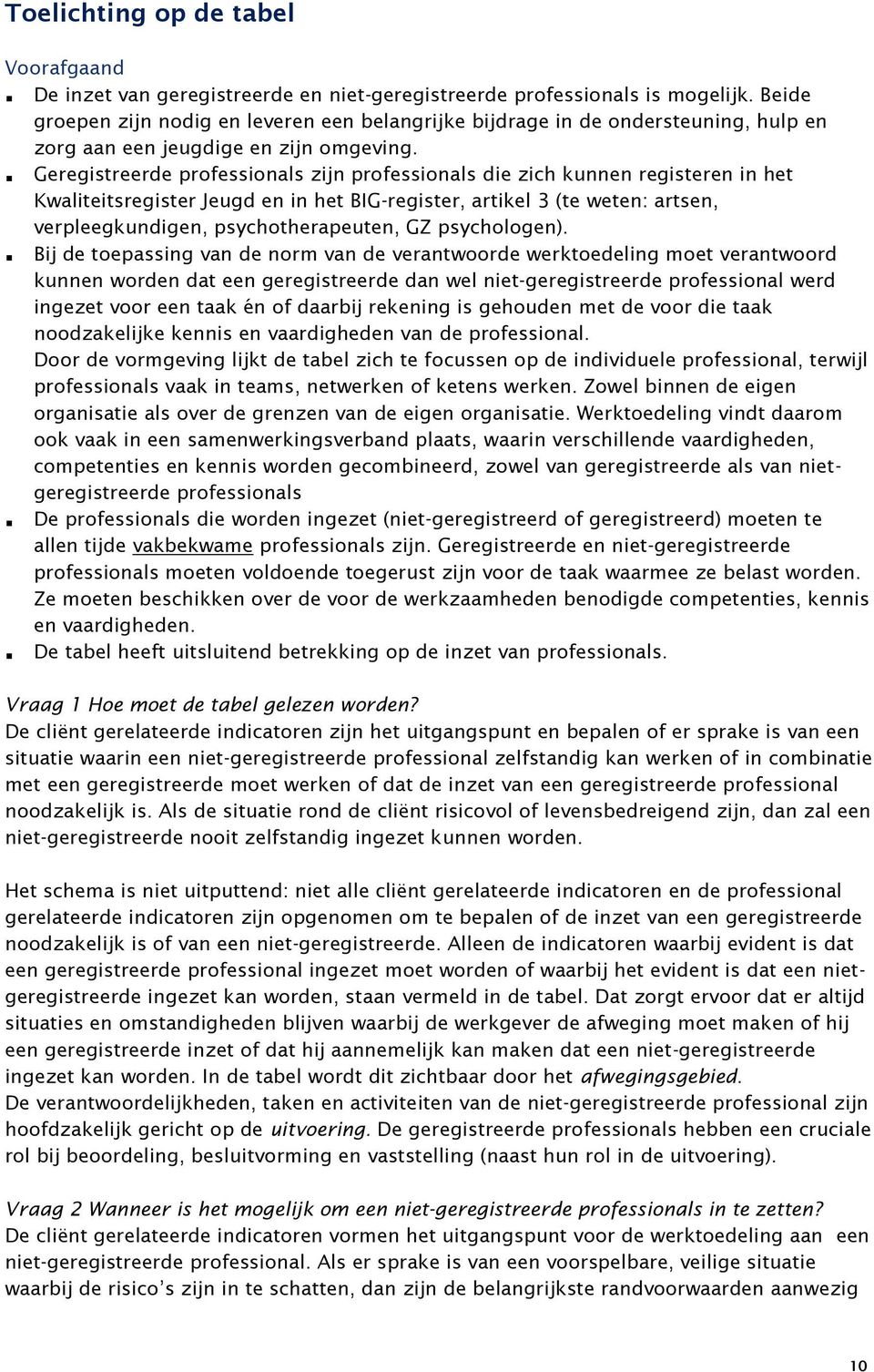 Geregistreerde professionals zijn professionals die zich kunnen registeren in het Kwaliteitsregister Jeugd en in het BIG-register, artikel 3 (te weten: artsen, verpleegkundigen, psychotherapeuten, GZ