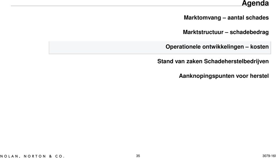 ontwikkelingen kosten Stand van zaken