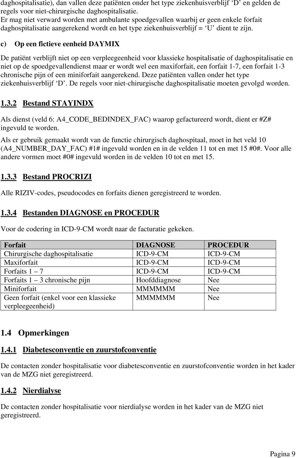 c) Op een fictieve eenheid DAYMIX De patiënt verblijft niet op een verpleegeenheid voor klassieke hospitalisatie of daghospitalisatie en niet op de spoedgevallendienst maar er wordt wel een