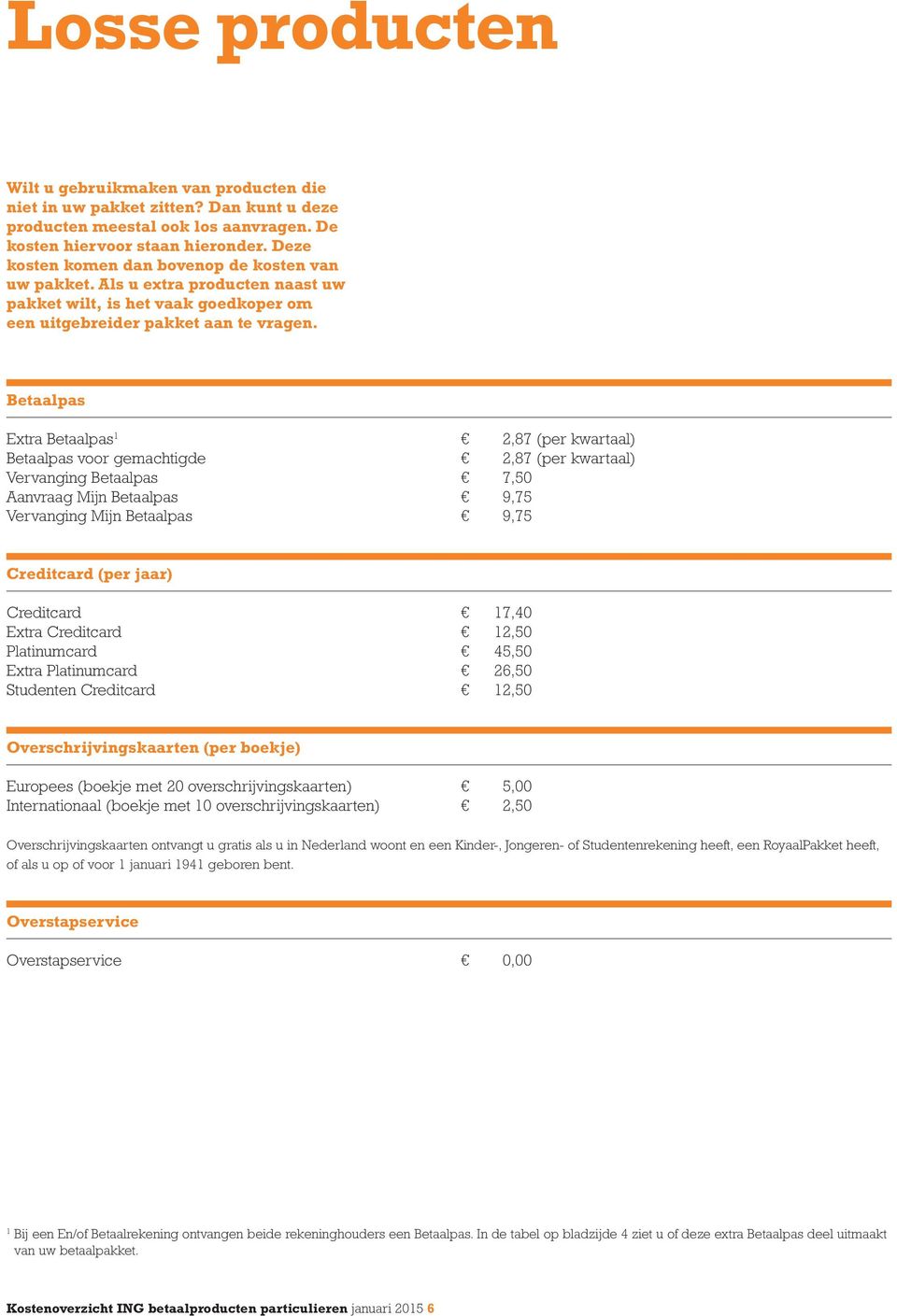 Betaalpas Extra Betaalpas 1 2,87 (per kwartaal) Betaalpas voor gemachtigde 2,87 (per kwartaal) Vervanging Betaalpas 7,50 Aanvraag Mijn Betaalpas 9,75 Vervanging Mijn Betaalpas 9,75 Creditcard (per