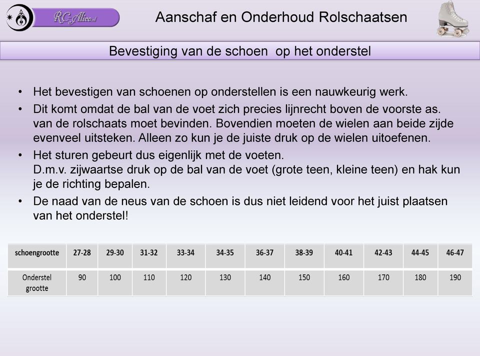 Bovendien moeten de wielen aan beide zijde evenveel uitsteken. Alleen zo kun je de juiste druk op de wielen uitoefenen.