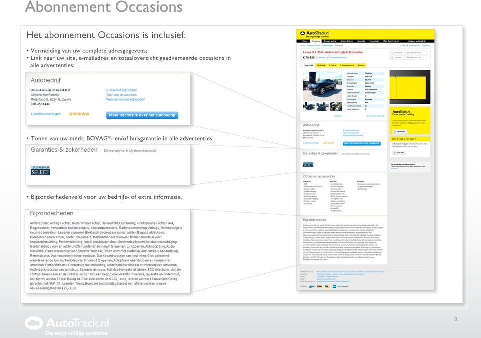 geadverteerde occasions in alle advertenties; Tonen van uw merk; BOVAG*- en/of
